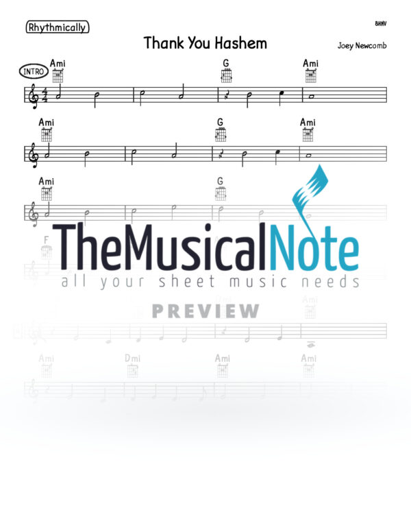 12 - Thank You Hashem - Newcomb Music Sheet